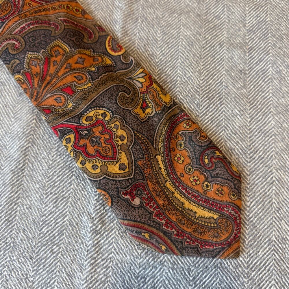 Tango by Max Raab Brown Paisley Cotton Tie Vintage Retro